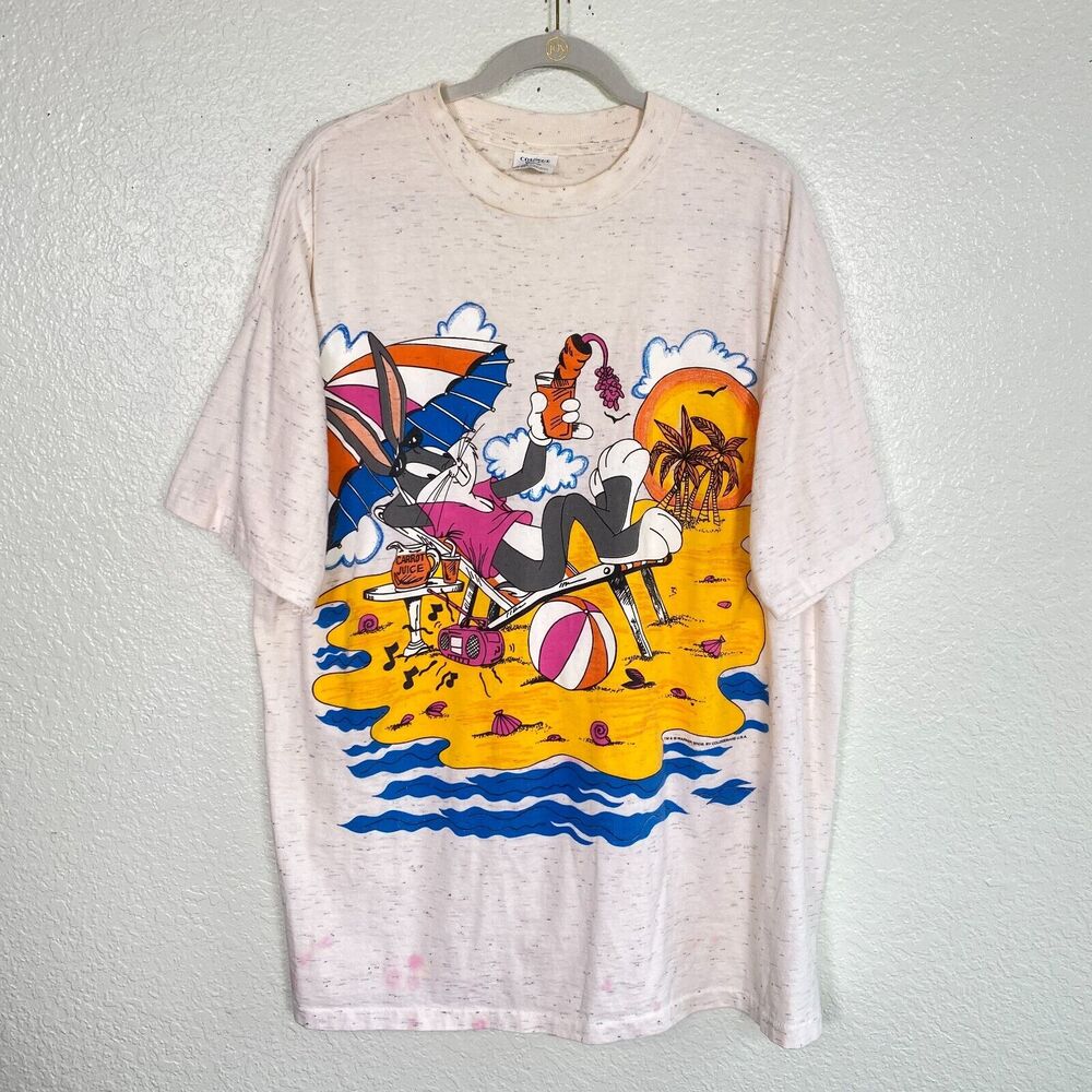 Vintage Bugs Bunny Shirt Adult One Size Beach Graphic Tee Warner Bros USA Made
